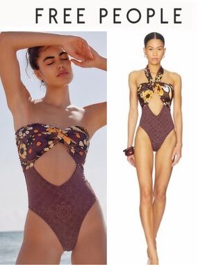 Free People x free-est Miley Convertible One Piece Swimsuit Floral Twist Cutout